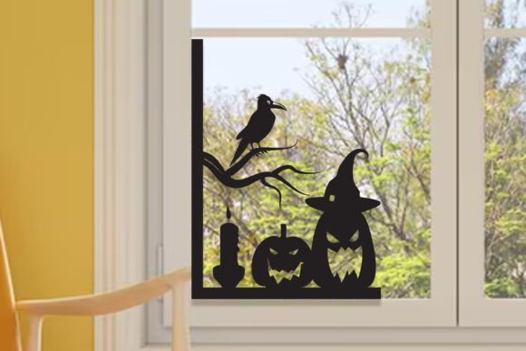 halloween pumpkin window cling laser cut file