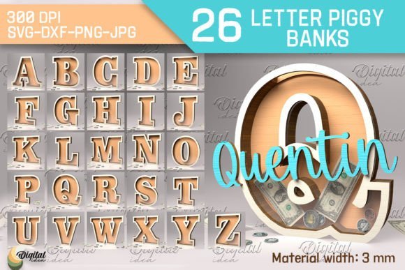 letter piggy bank laser cut bundle
