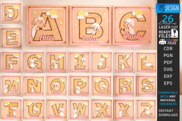 nursery name sign alphabet laser cut set