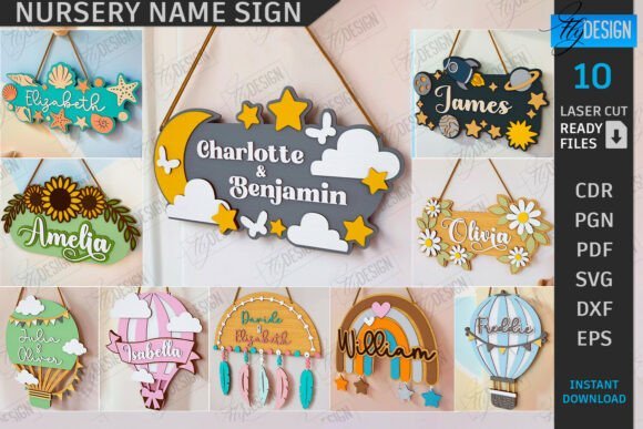 nursery name sign laser cut bundle