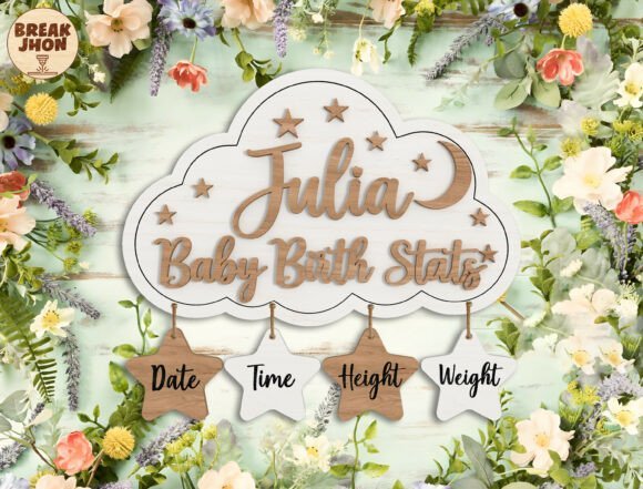 customized newborn stats svg glowforge
