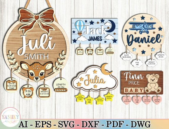 personalized baby name sign svg bundle