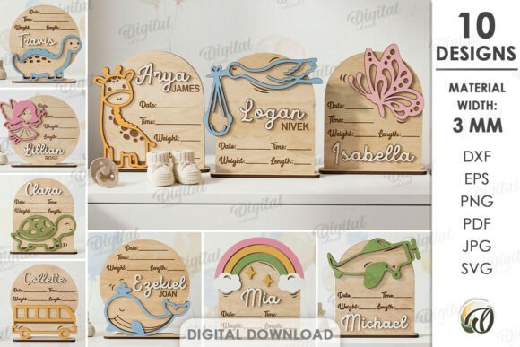 personalized baby name sign bundle laser cutting