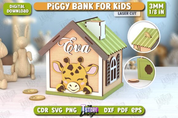 wooden house money box laser cut dxf svg