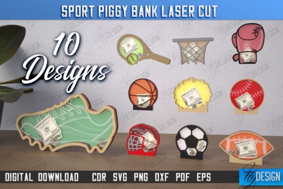 personalized sport piggy bank bundle cnc