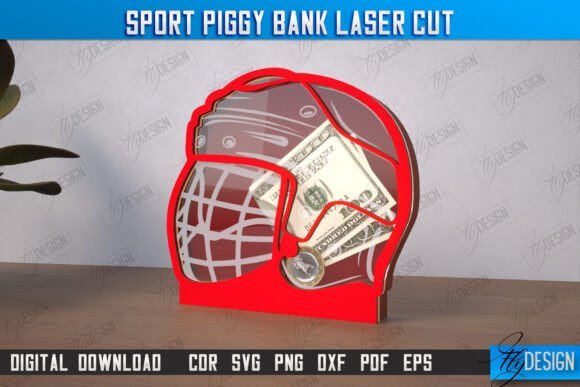 custom name sport piggy bank laser cut files svg dxf