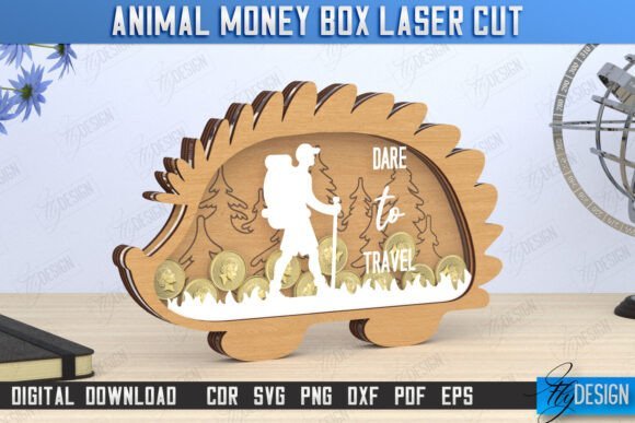 animal piggy bank svg dxf laser cut files