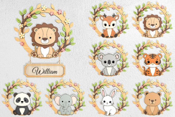 safari nursery name sign bundle laser cutting