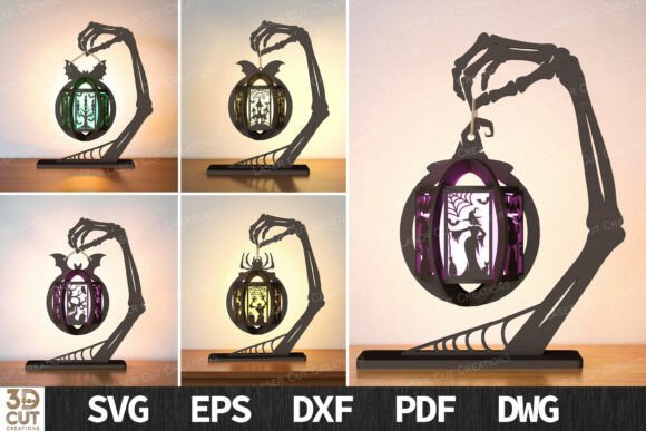 skeleton hand lantern laser cut bundle svg
