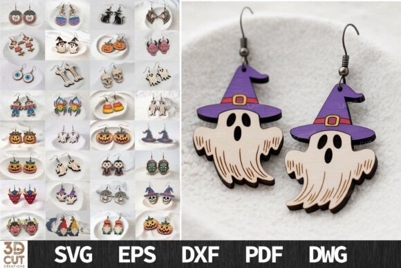 spooky halloween earring laser cut bundle