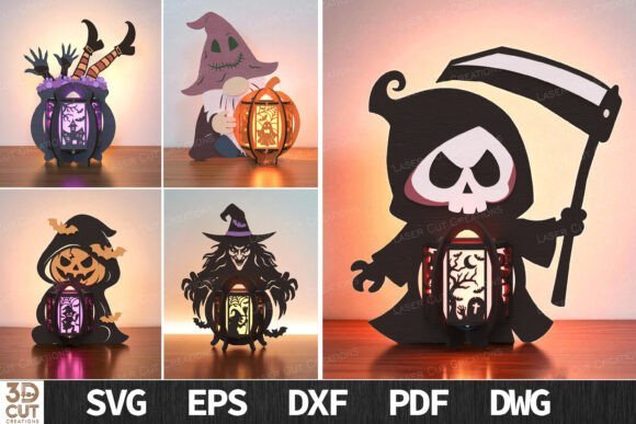 spooky halloween lantern svg bundle laser cutting