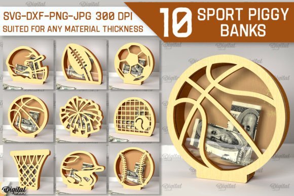 sport piggy bank laser cut bundle