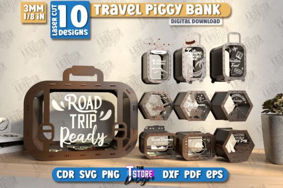 travel piggy bank laser cut bundle