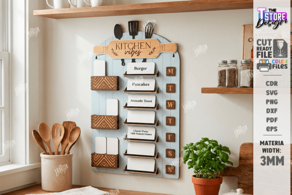 laser cut weekly menu planner
