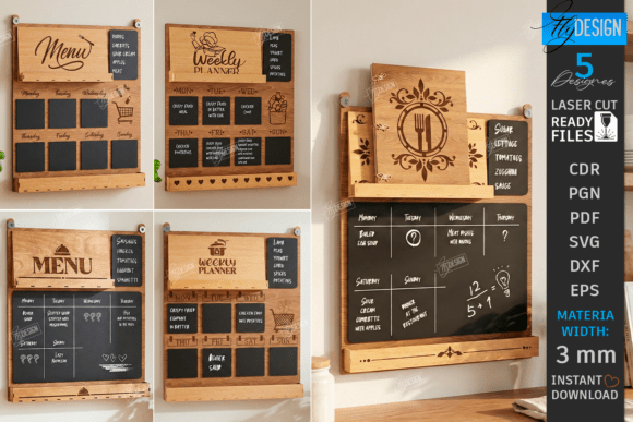 weekly menu planner svg bundle