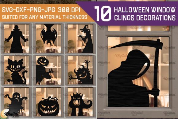 window clings decor halloween laser cut bundle