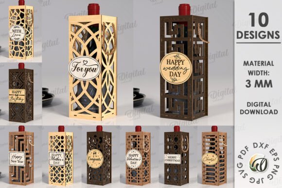 wine bottle gift boxes bundle laser cut
