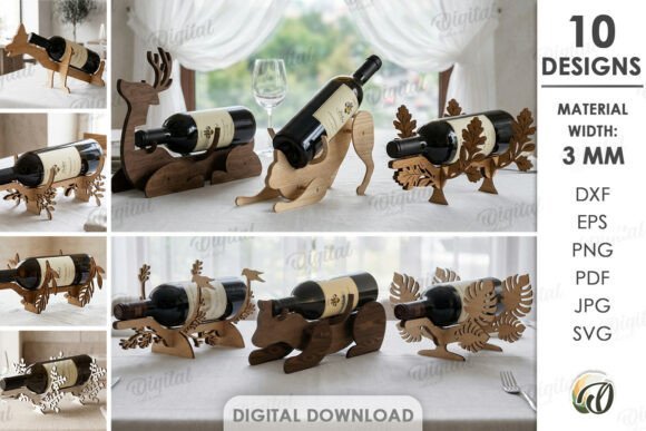 wine bottle holders bundle laser cut