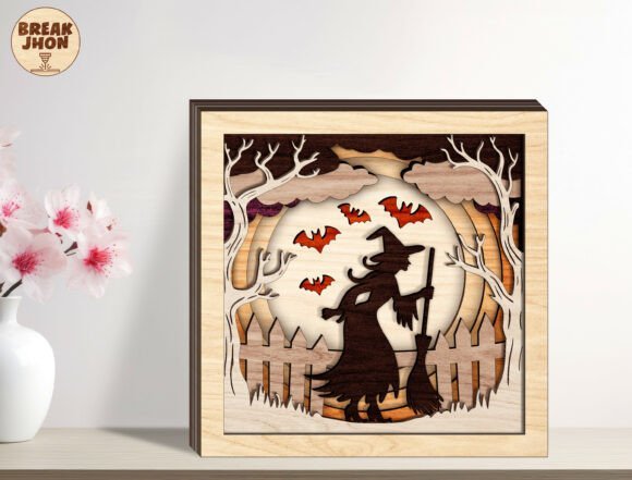 3d layered witch shadow box svg