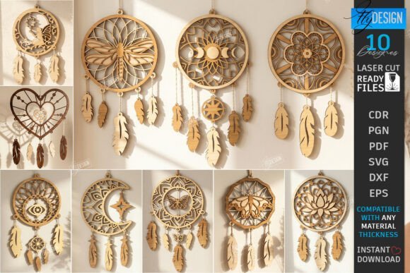 wooden dream cather laser cut bundle