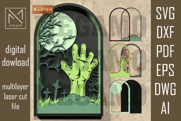 zombie hand halloween sign svg laser cutting