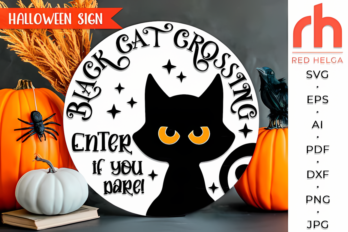 black cat crossing spooky entry art