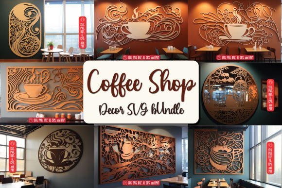 coffee shop laser cut decor collection