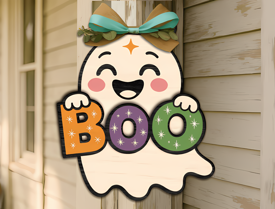 cute smiling ghost boo porch hanger