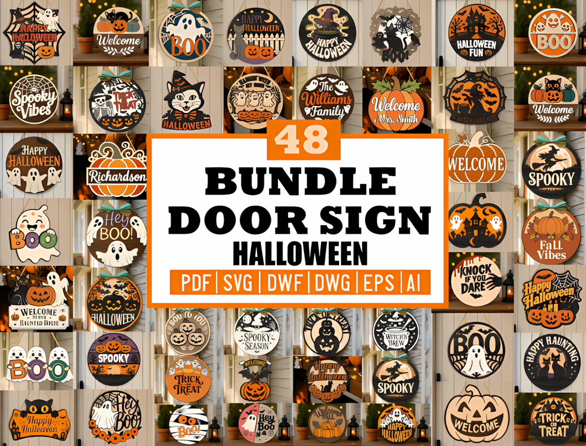 halloween haunt theme door plaque collection