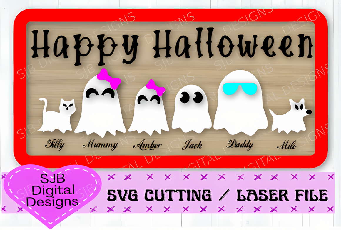 layered halloween ghost family wall art