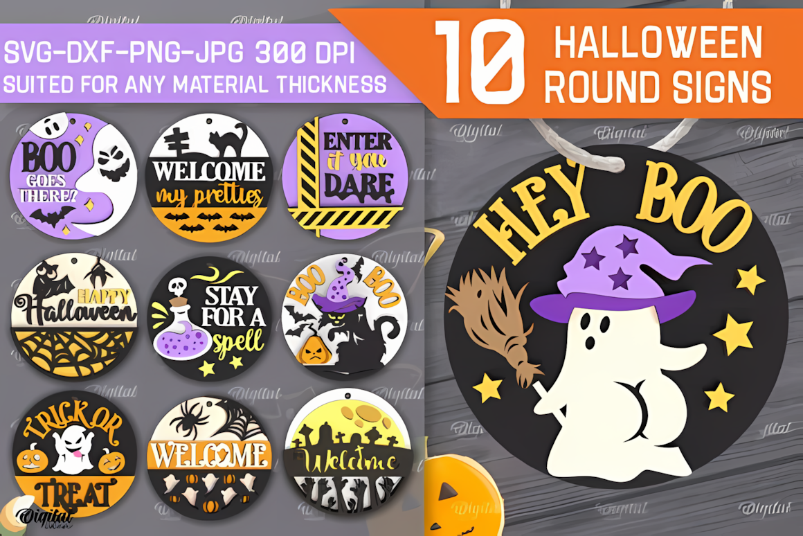 round halloween porch display templates
