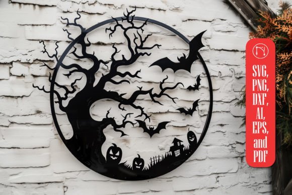 large halloween wall decor laser file dxf