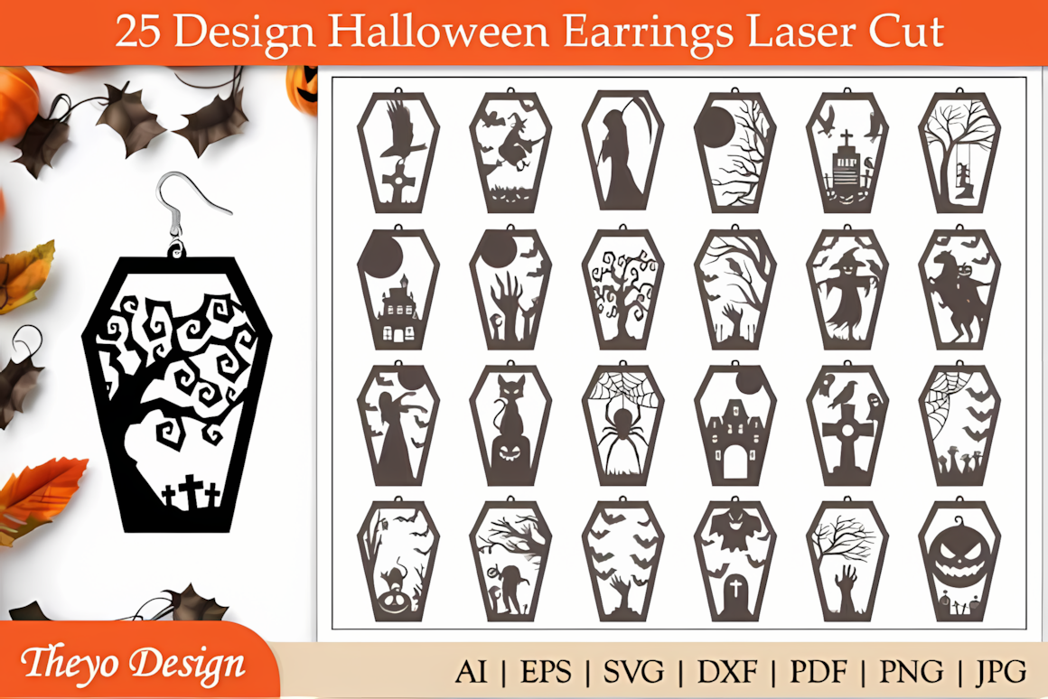 svg template for halloween earrings