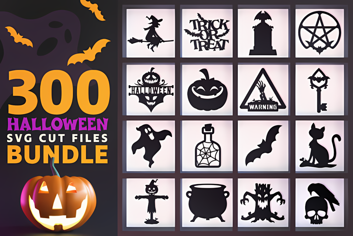 mega 300 laser cut halloween ornaments vector pack