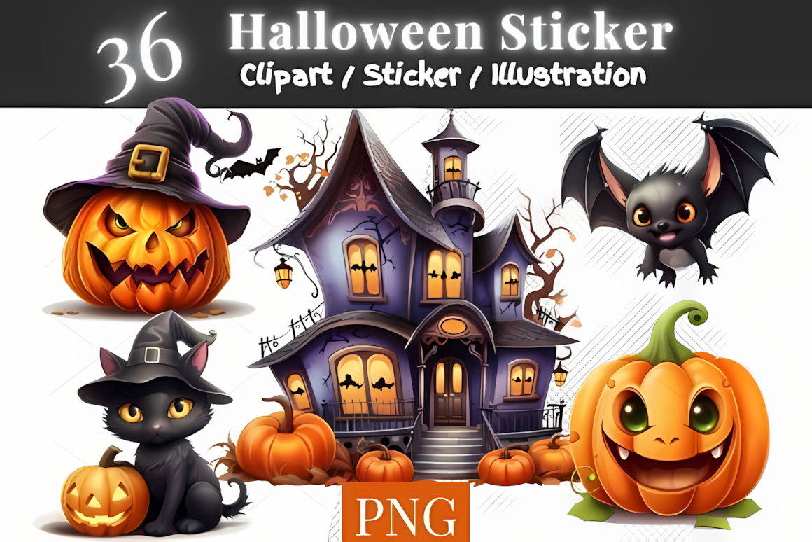 cute halloween pumpkin clipart sticker pack printable