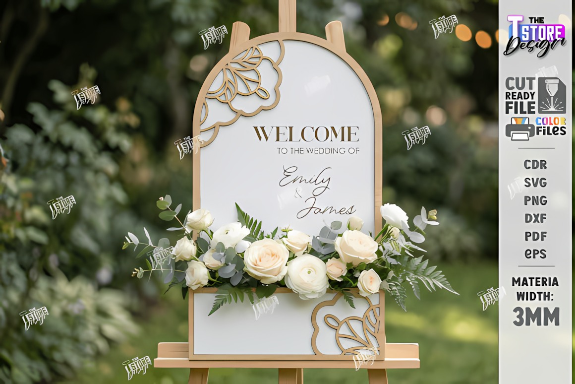 modern arch wedding welcome sign dxf