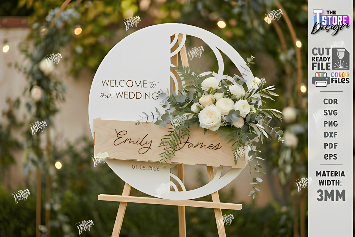 layered flower box wedding sign svg