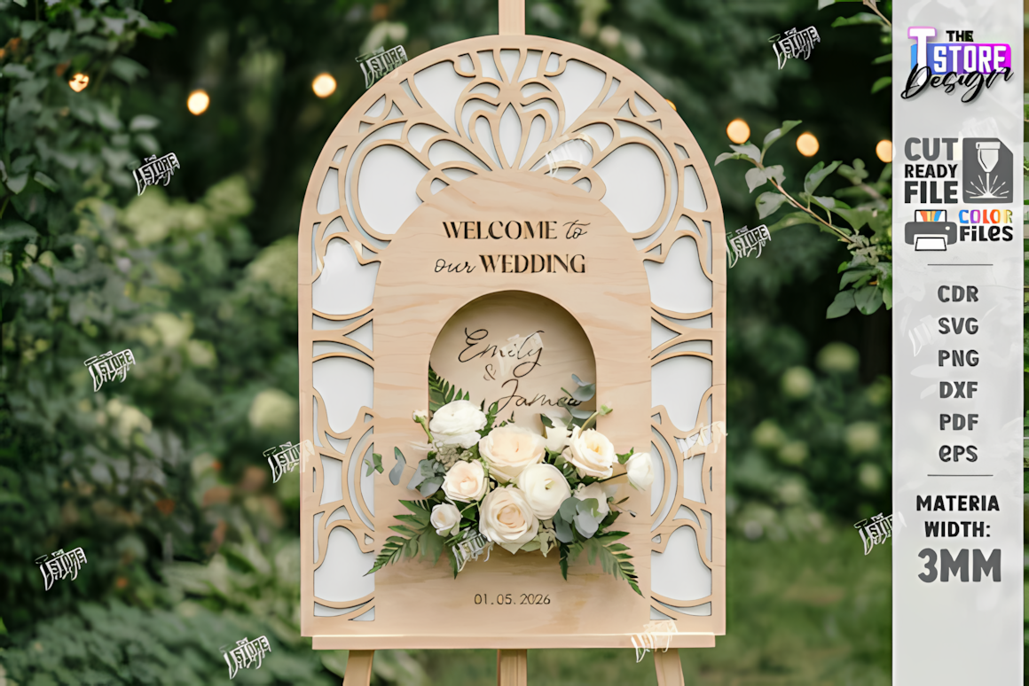 wedding entrance signage dxf cut file
