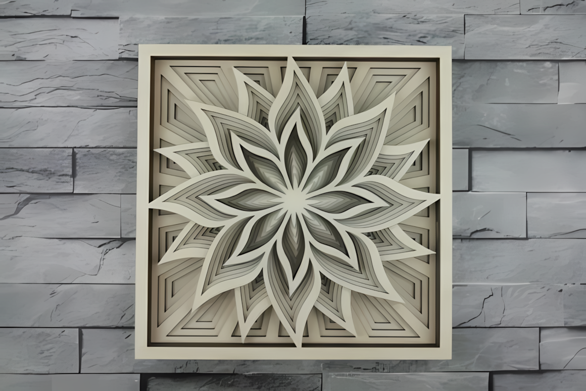 radial 3d flower mandala laser cut file for wall decoration