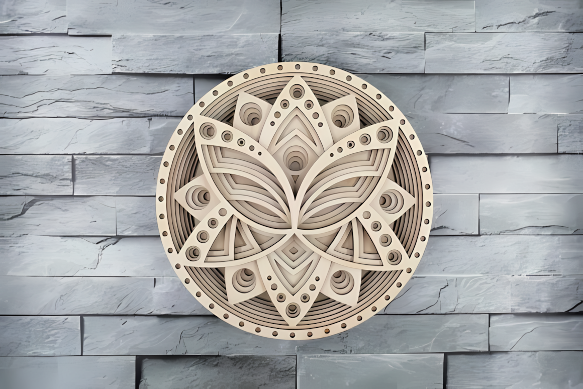 elegant 3d lotus bloom mandala wall decor laser vector