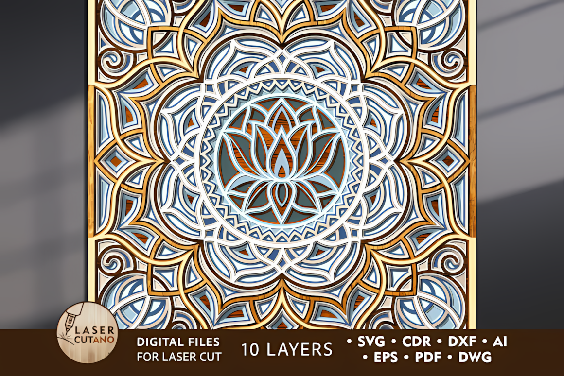 complex ornamental mandala wall decor for cnc wood laser