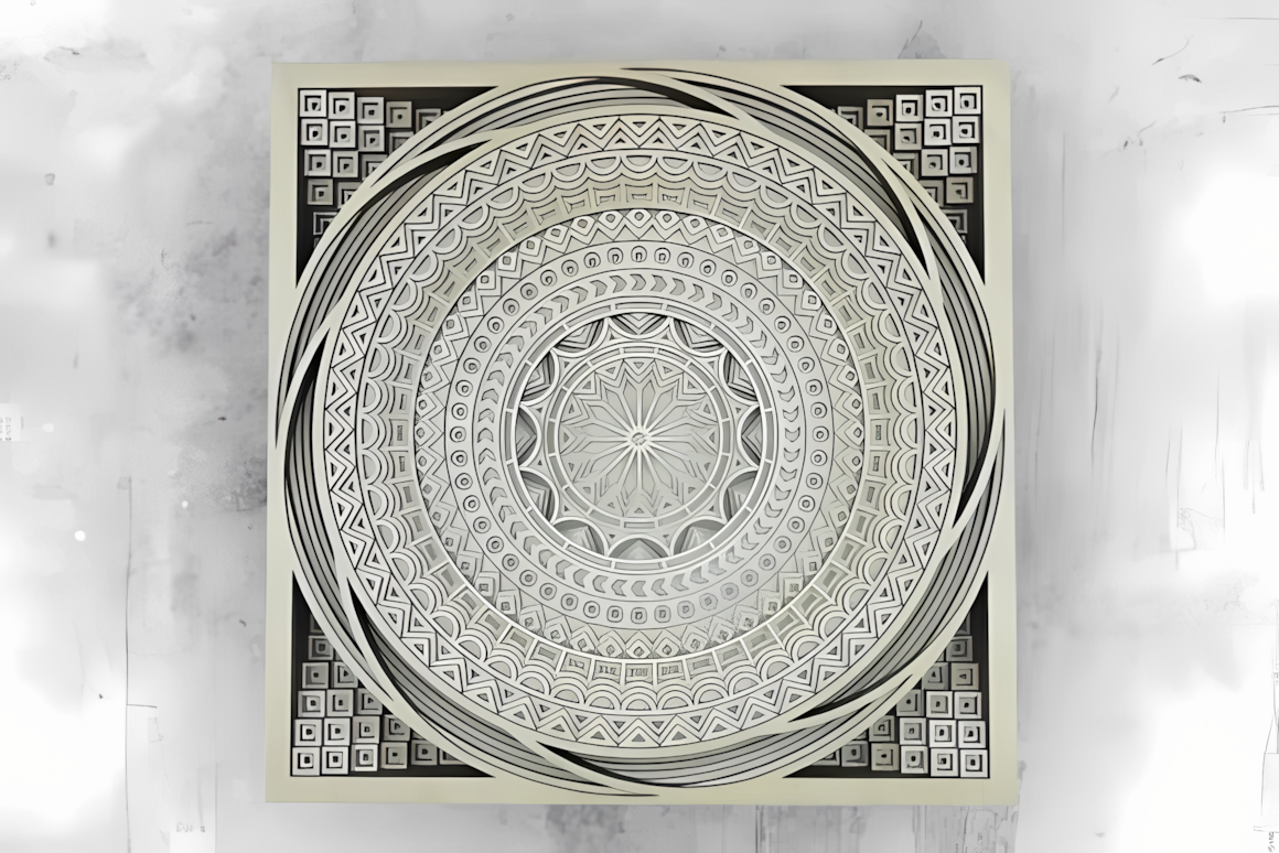 sacred geometry mandala 3d layered design for laser wood