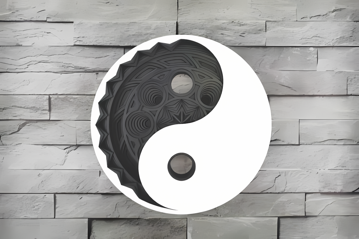 3d yin yang layered mandala art for wood laser cutting