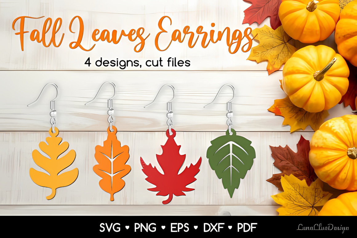 fall leaves laser cut earring vectors bundle