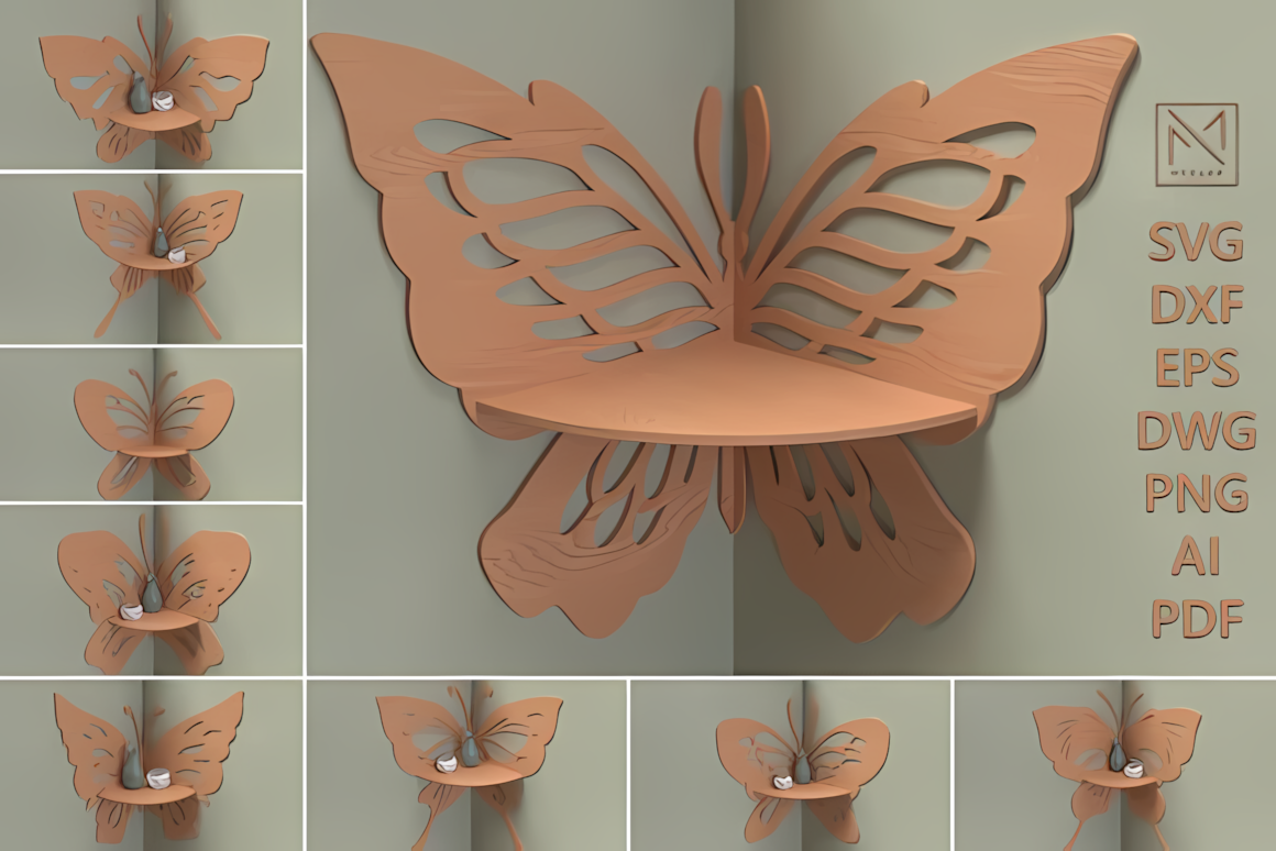 butterfly corner floating shelf laser