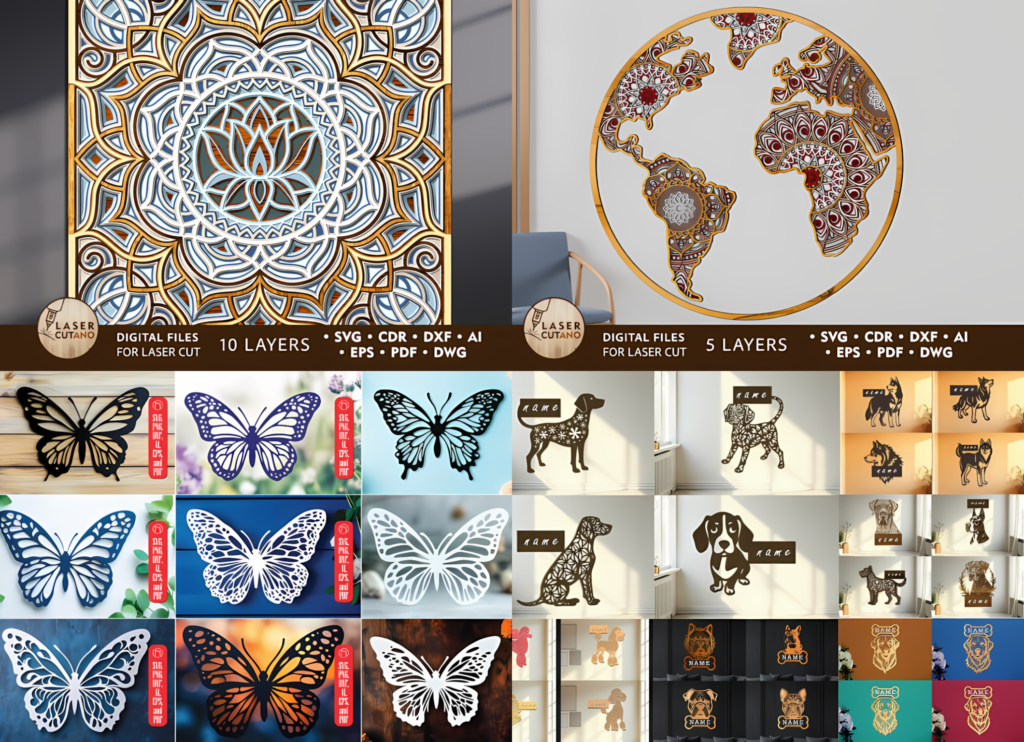 wall decor laser cut files dxf svg