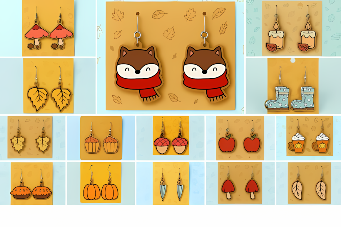 boho aesthetic fall earring svg bundle