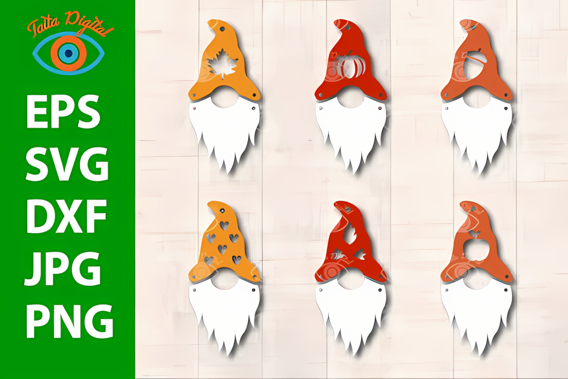 autumn gnome dangle earring laser cut template