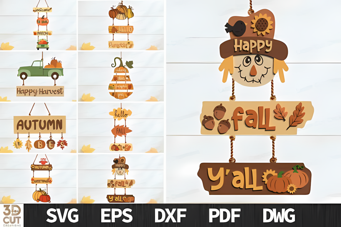 autumn hanging sign laser cut bundle