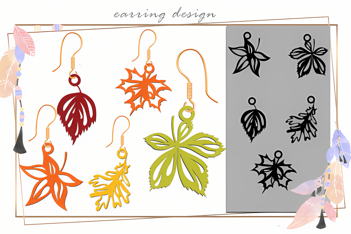 fall leaves laser cur earring glowforge cut line